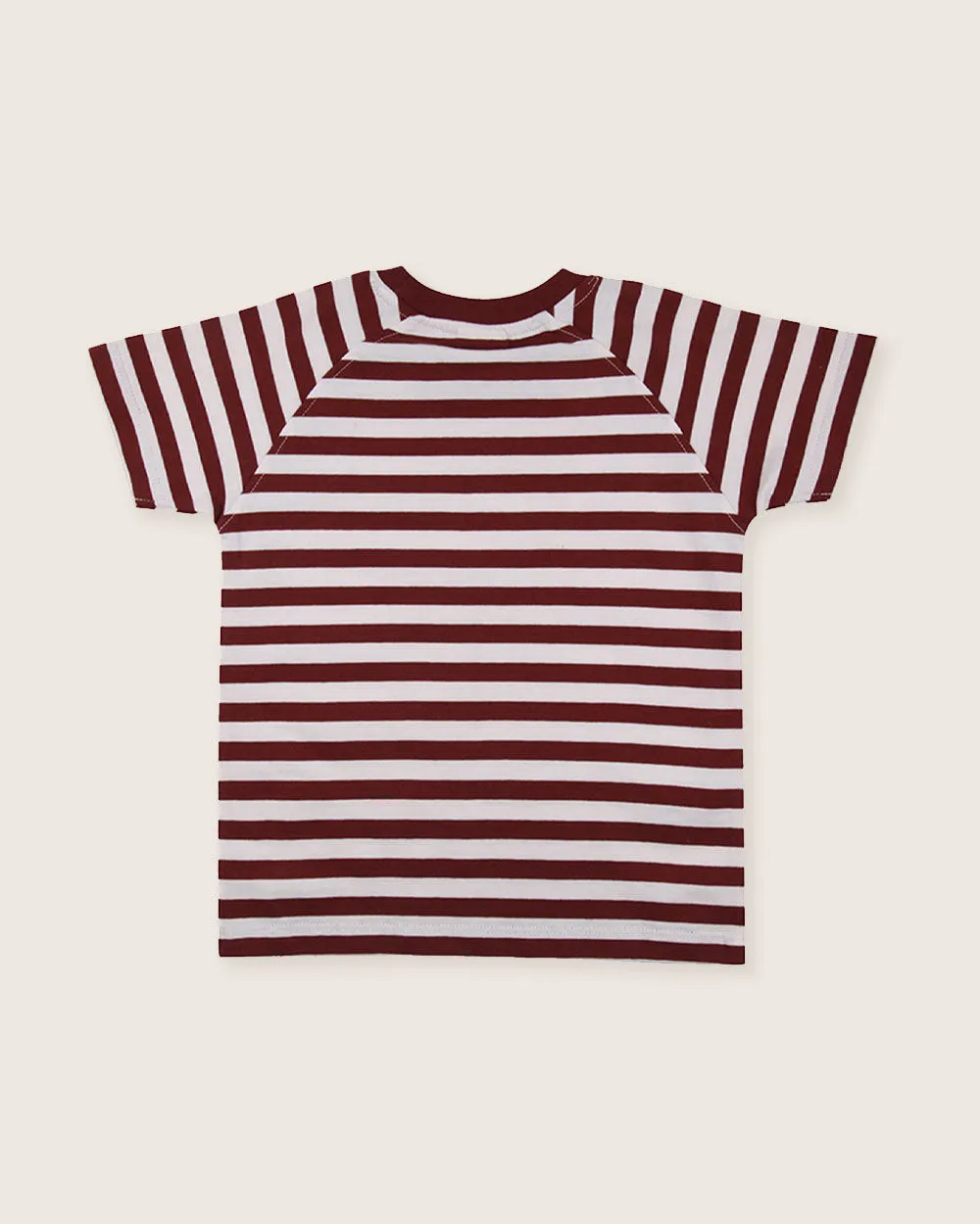 Red Bear Face Horizontal Stripe Print Top