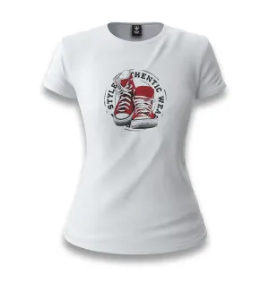 Red Shoe Style White Women T-shirt
