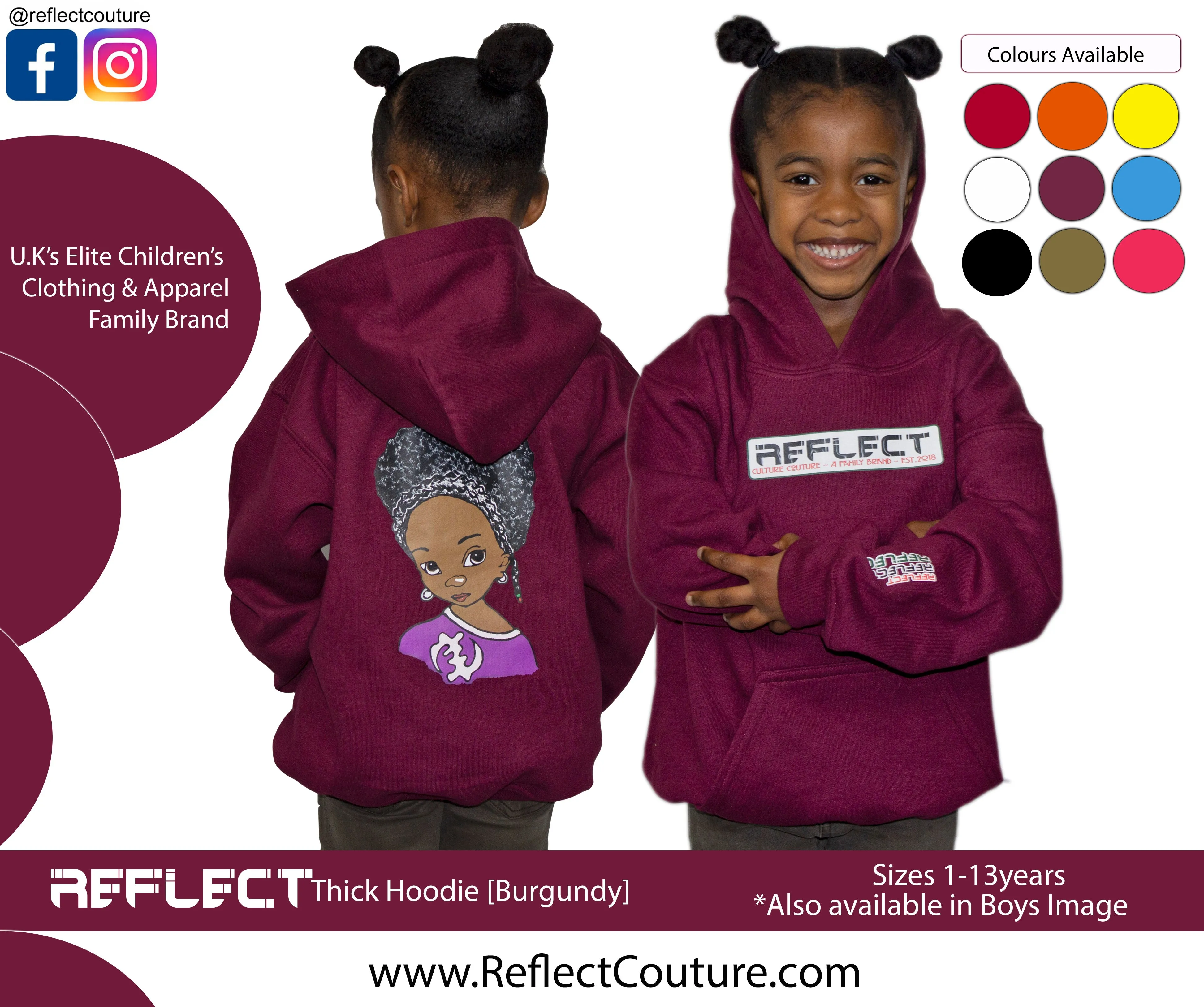 REFLECT Hoodie Girls [BURGUNDY]