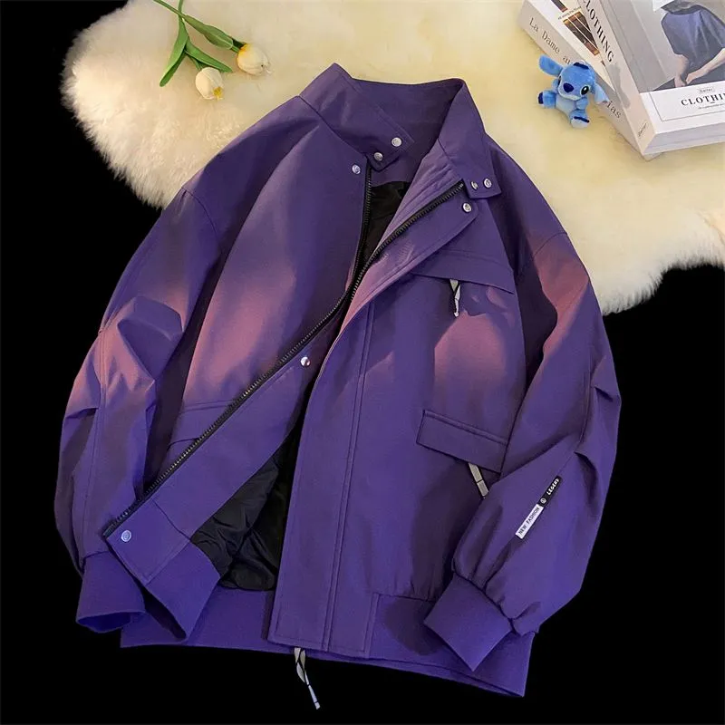 Relaxed-Fit Cargo Raincoat with Elastic Band Cuff and Full Zip