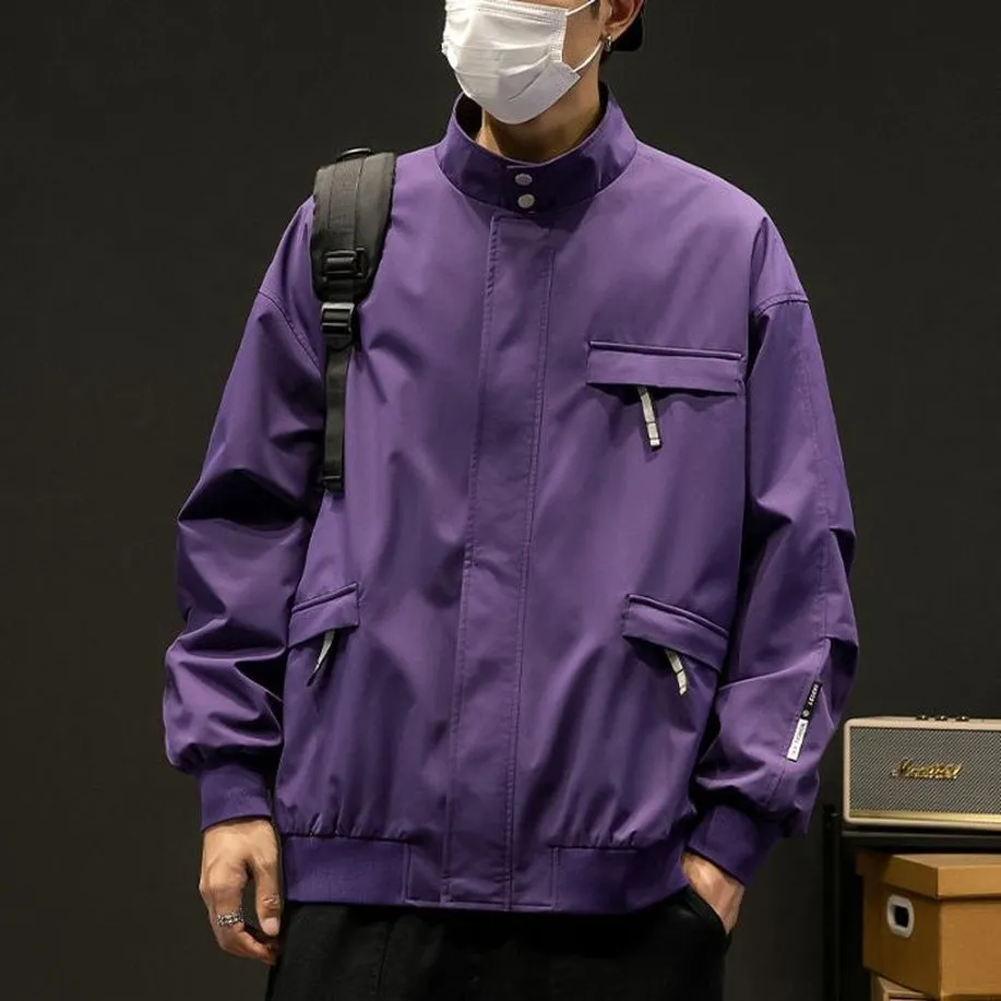 Relaxed-Fit Cargo Raincoat with Elastic Band Cuff and Full Zip