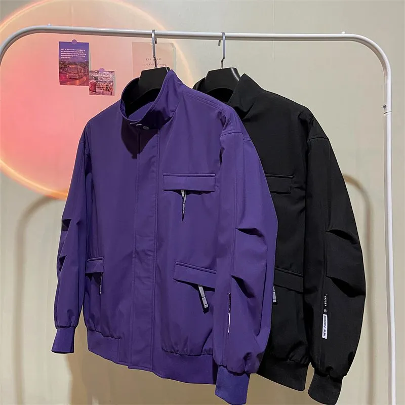 Relaxed-Fit Cargo Raincoat with Elastic Band Cuff and Full Zip