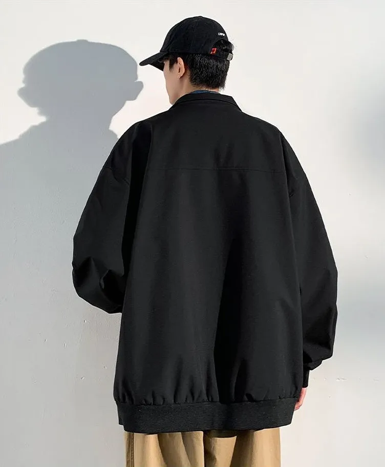 Relaxed-Fit Cargo Raincoat with Elastic Band Cuff and Full Zip