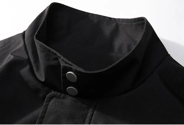 Relaxed-Fit Cargo Raincoat with Elastic Band Cuff and Full Zip