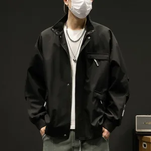 Relaxed-Fit Cargo Raincoat with Elastic Band Cuff and Full Zip