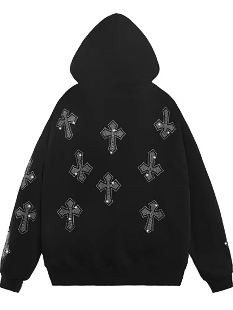 Rhinestone Zip Up Hoodie