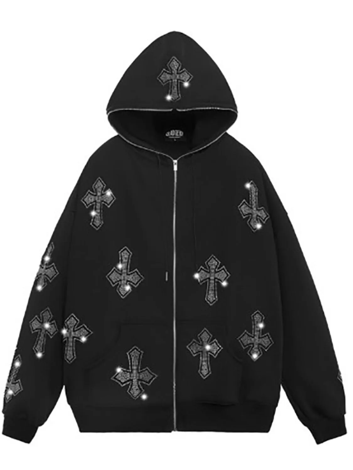 Rhinestone Zip Up Hoodie