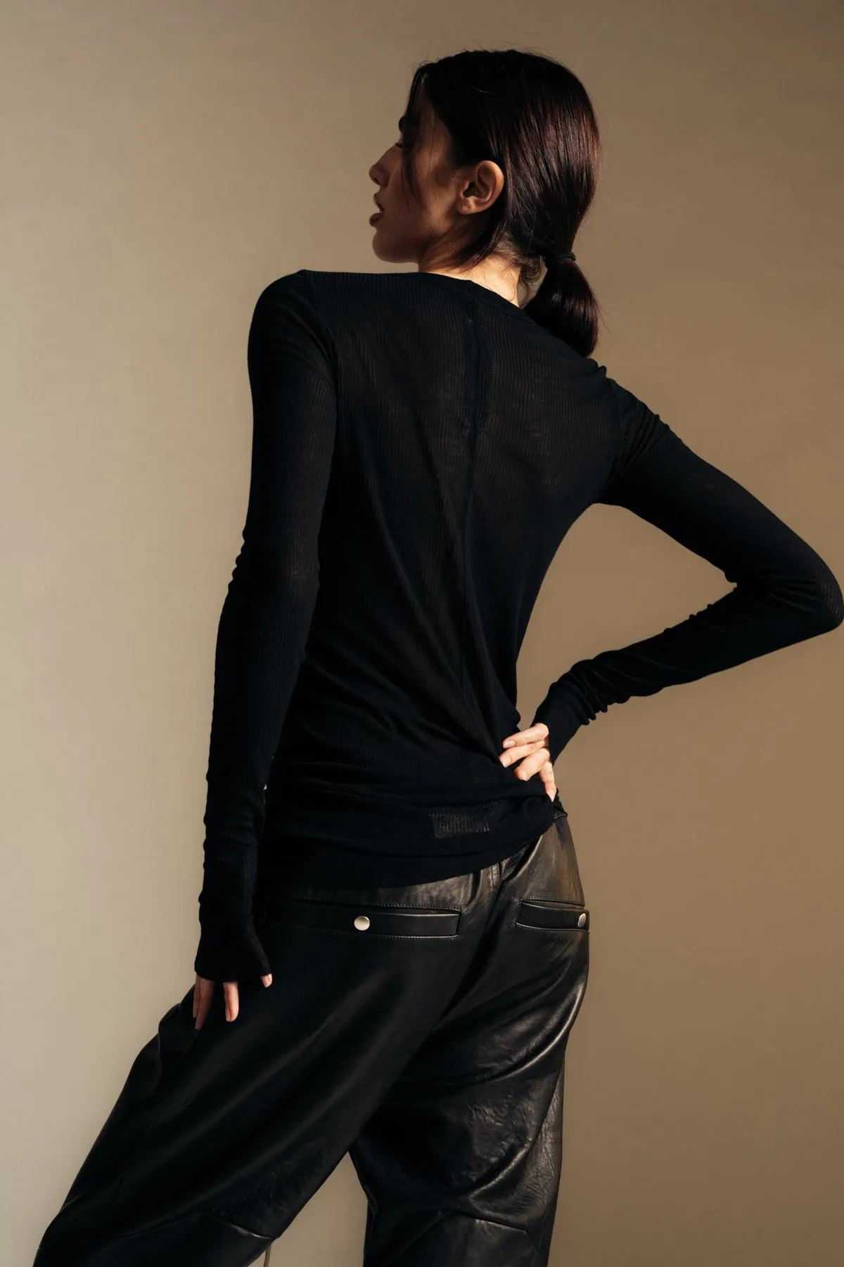 RICK OWENS | RIB LONG SLEEVE T-SHIRT
