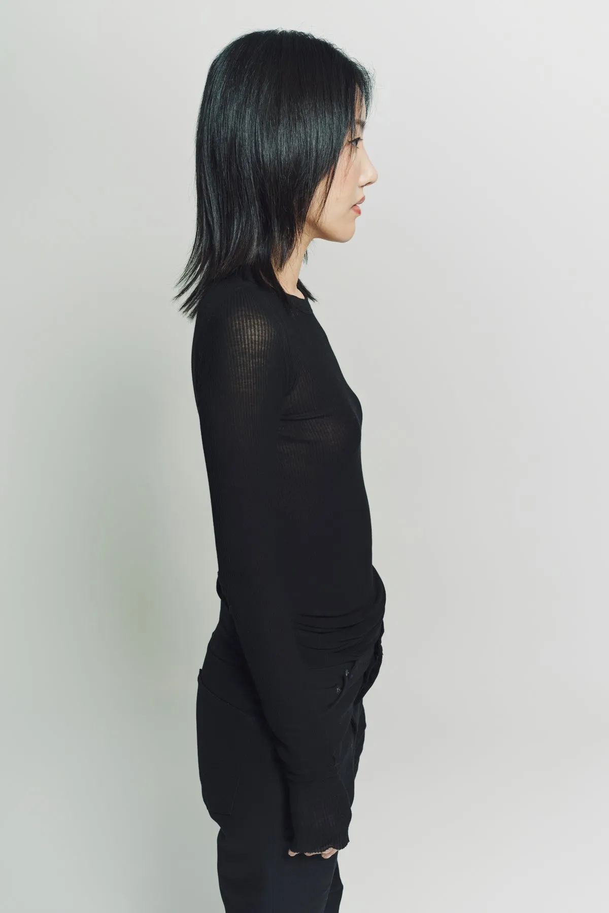 RICK OWENS | RIB LONG SLEEVE TEE