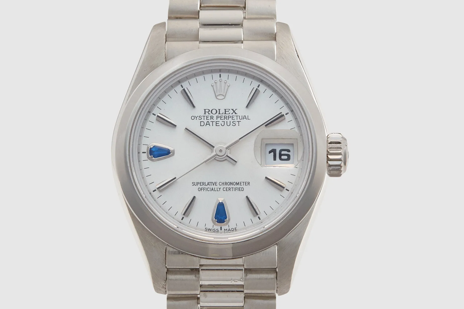 Rolex Platinum Oyster Perpetual Datejust Sapphire Dial 1999