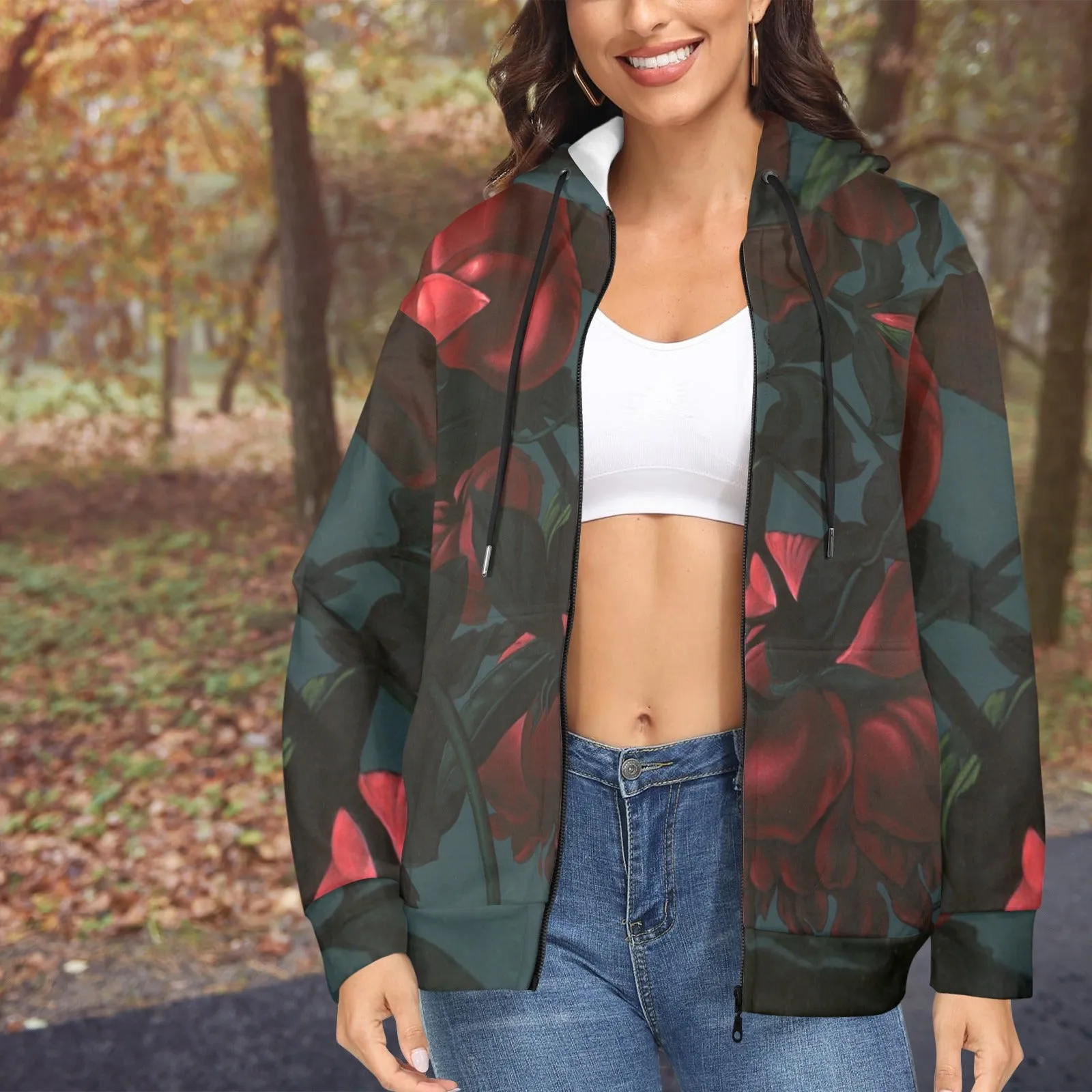 Roses Women's Fleece Full-Zip Hoodie
