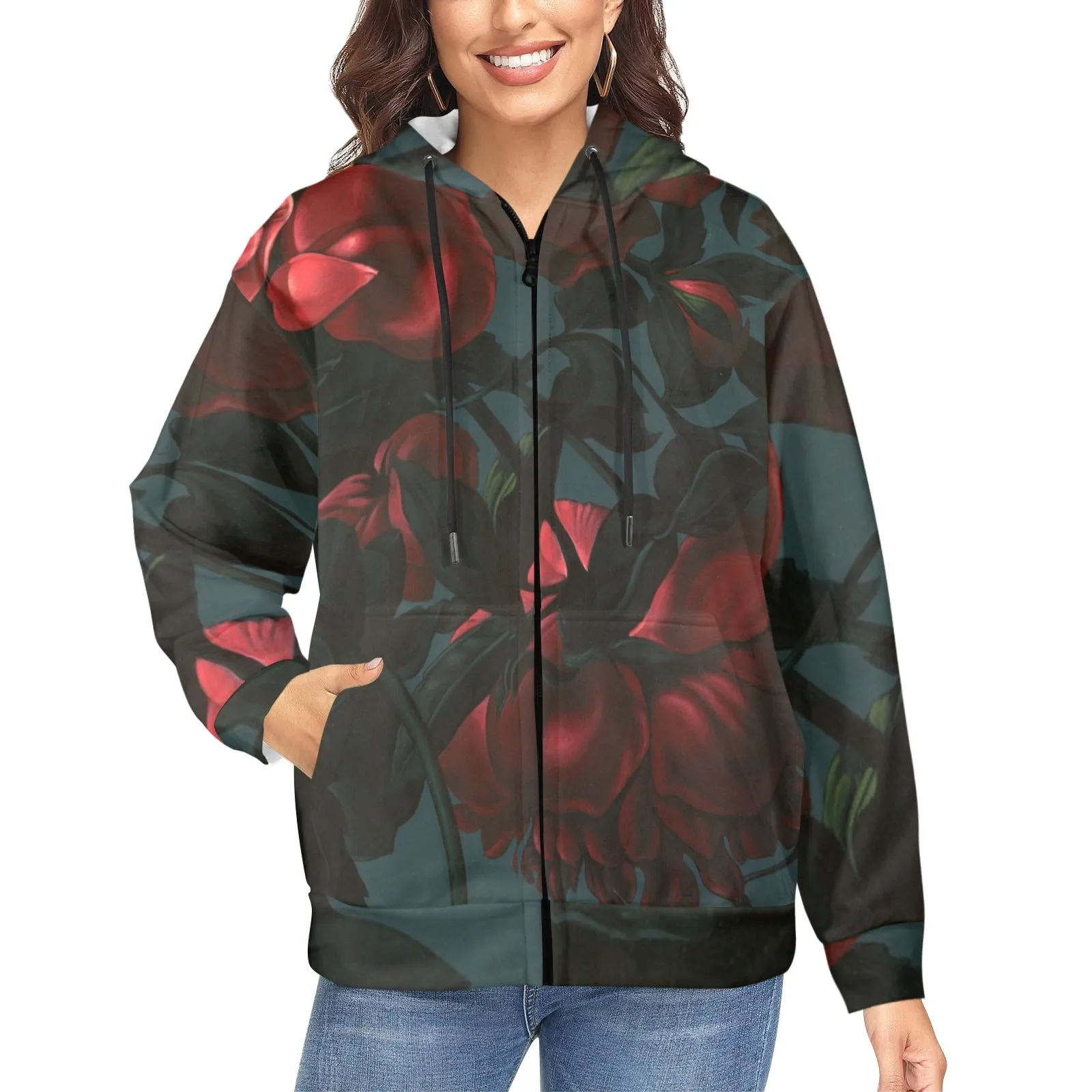 Roses Women's Fleece Full-Zip Hoodie