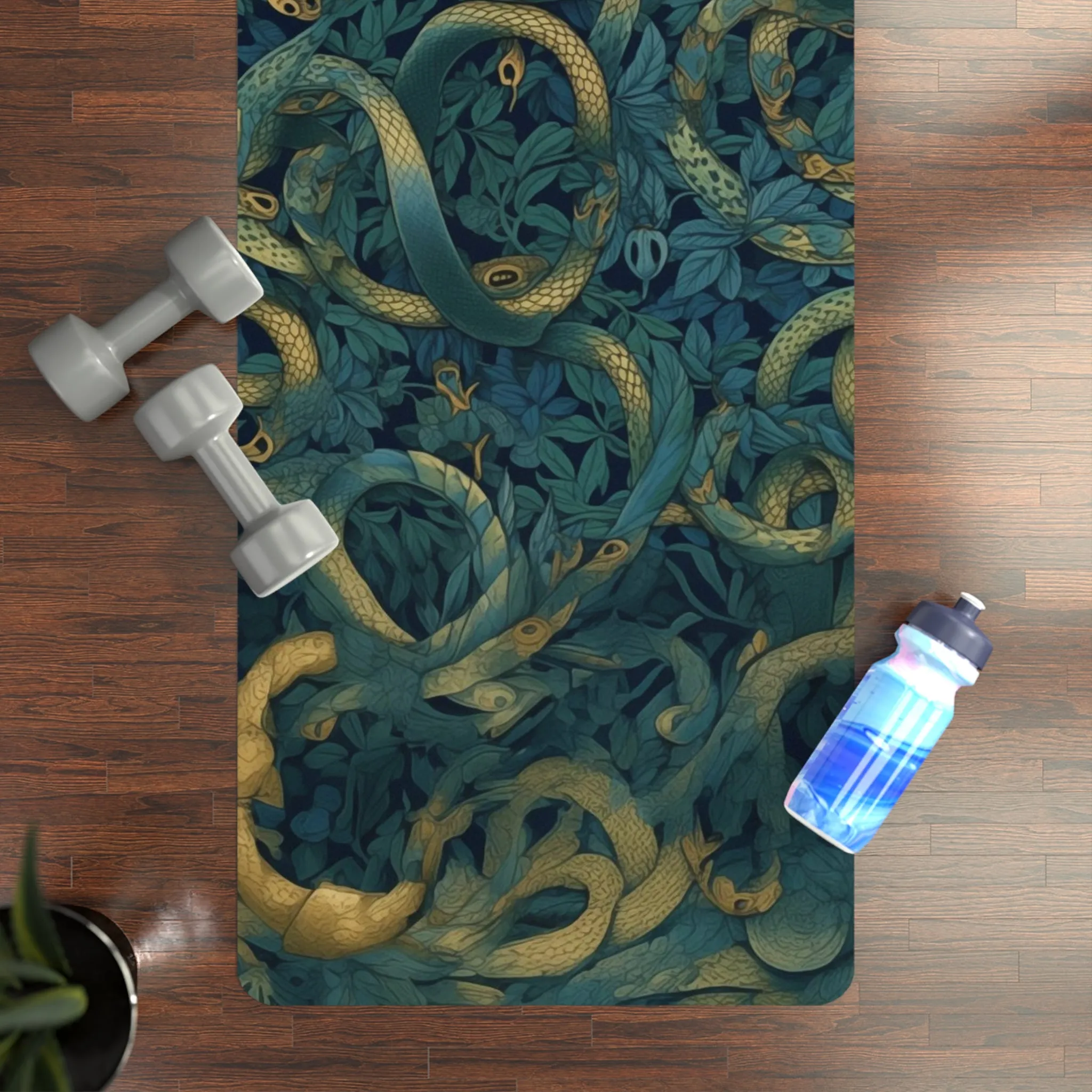 Rubber Yoga Mat- Francesca Trikonasana Snakes