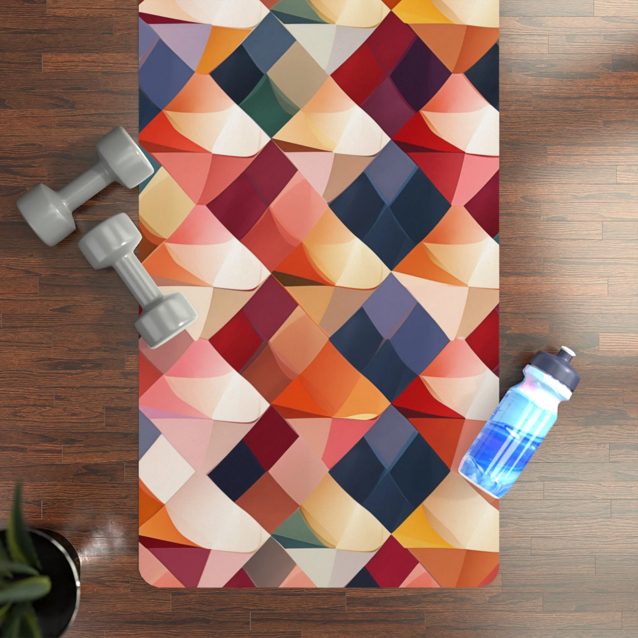 Rubber Yoga Mat- Parisian Harlequin Pattern