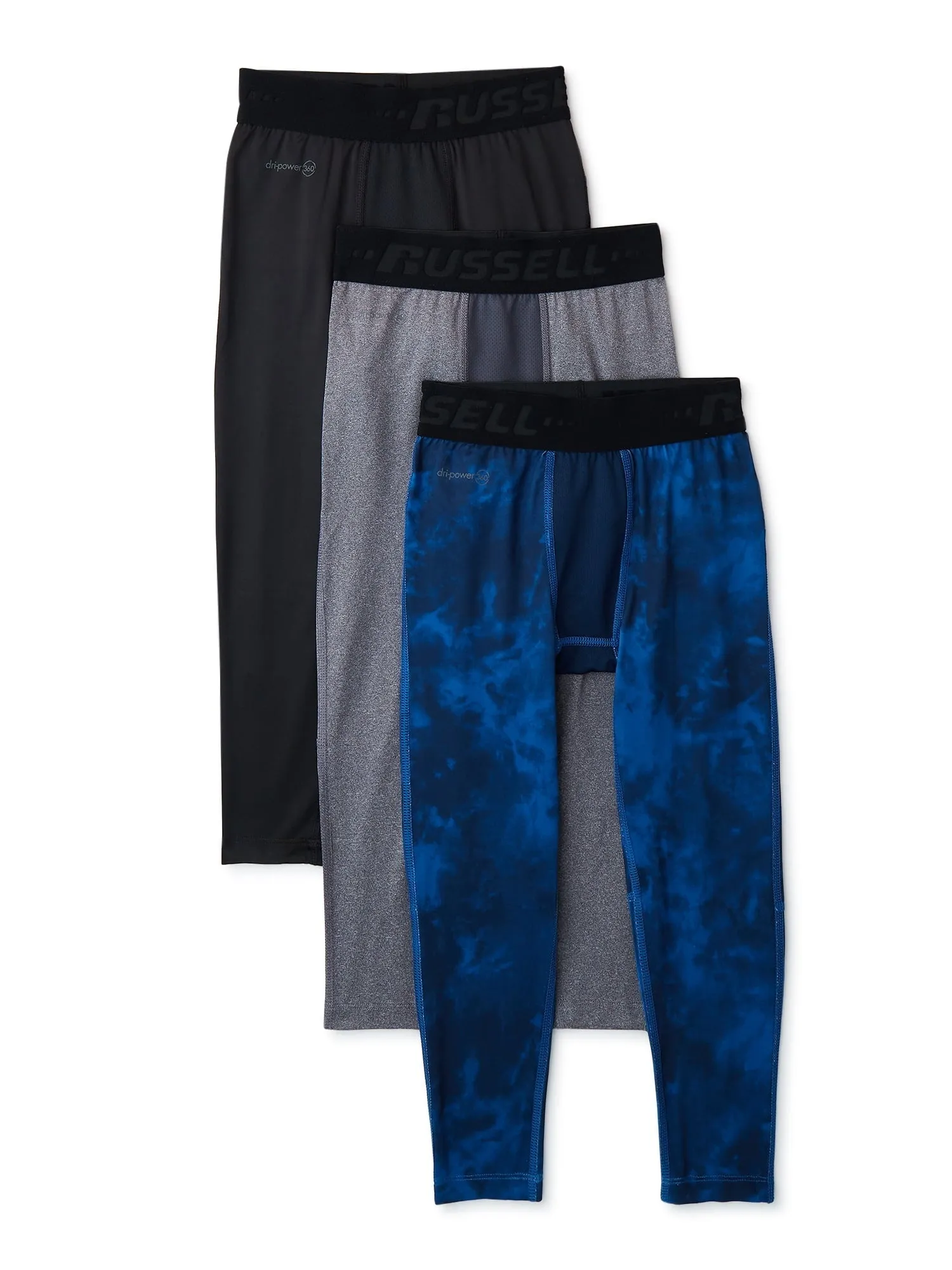 Russell Boys Year Round Compression Pants, 3-Pack, Sizes 4-18
