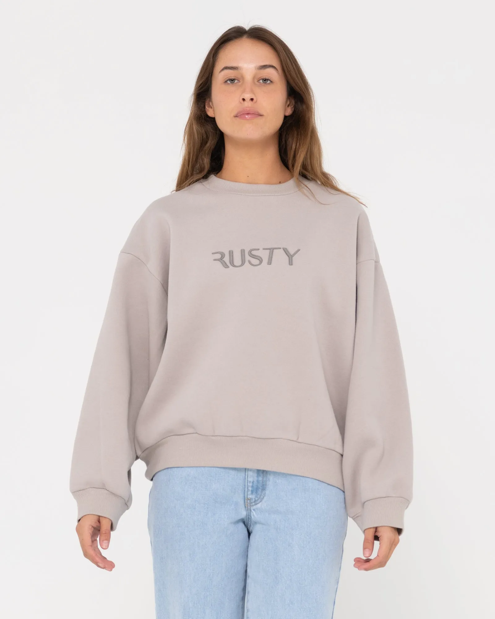 RUSTY SIGNATURE OVERSIZE CREW FLEECE
