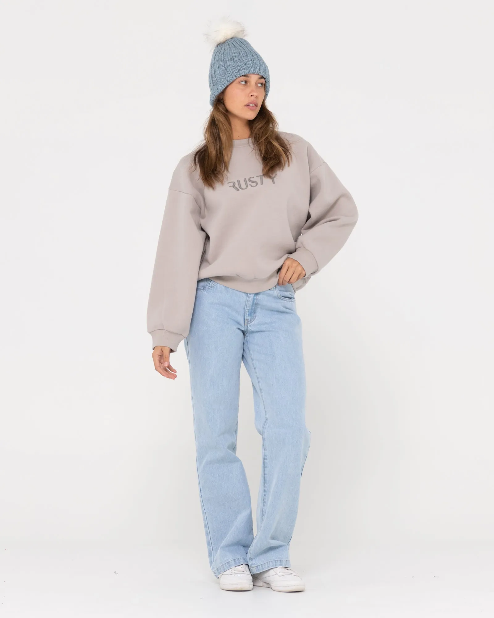 RUSTY SIGNATURE OVERSIZE CREW FLEECE