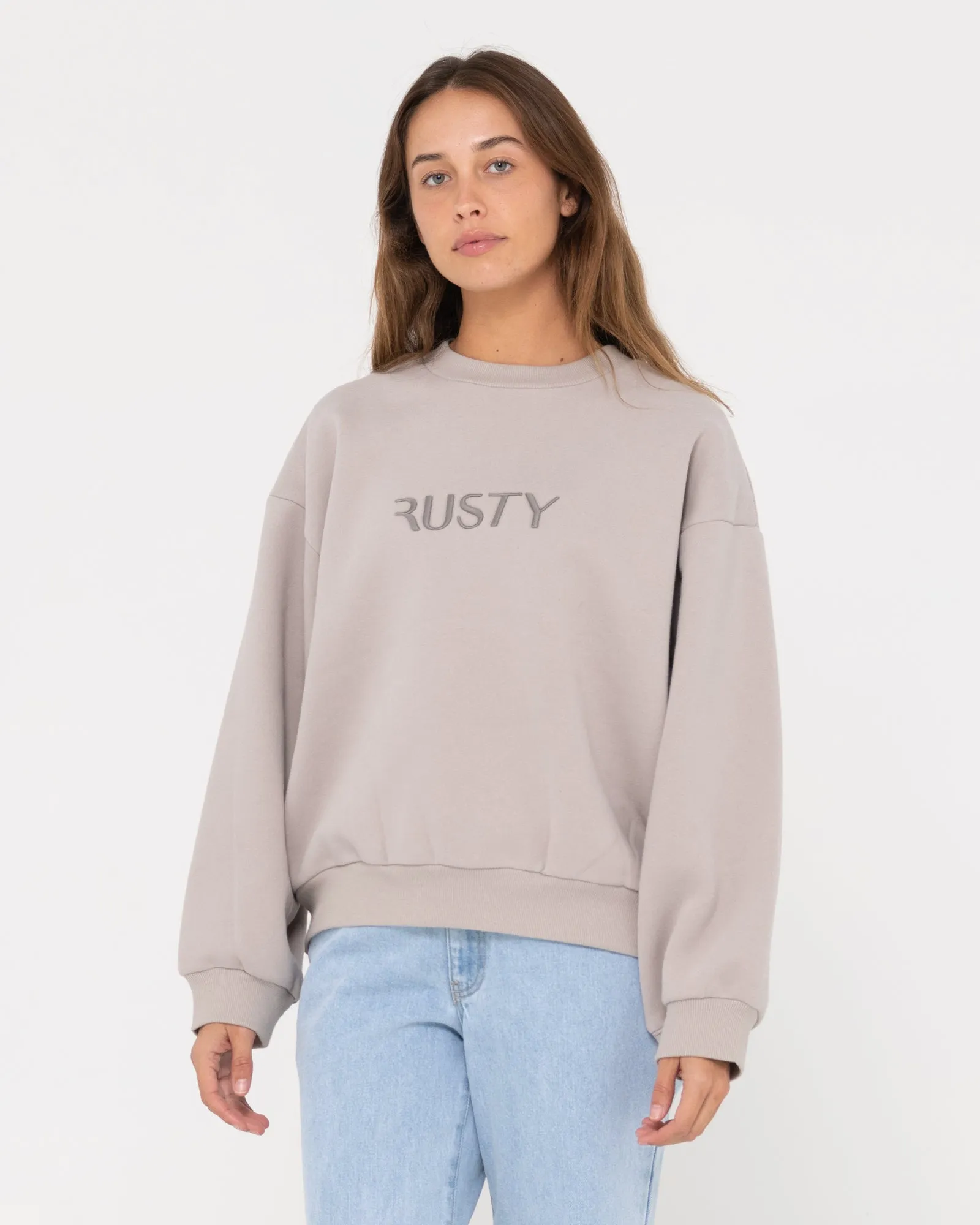 RUSTY SIGNATURE OVERSIZE CREW FLEECE