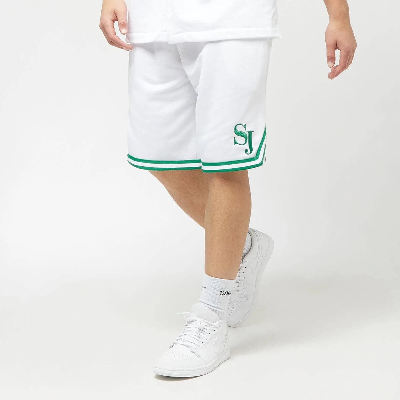 Sean John Monogram Logo Basketball Terry Shorts white/green