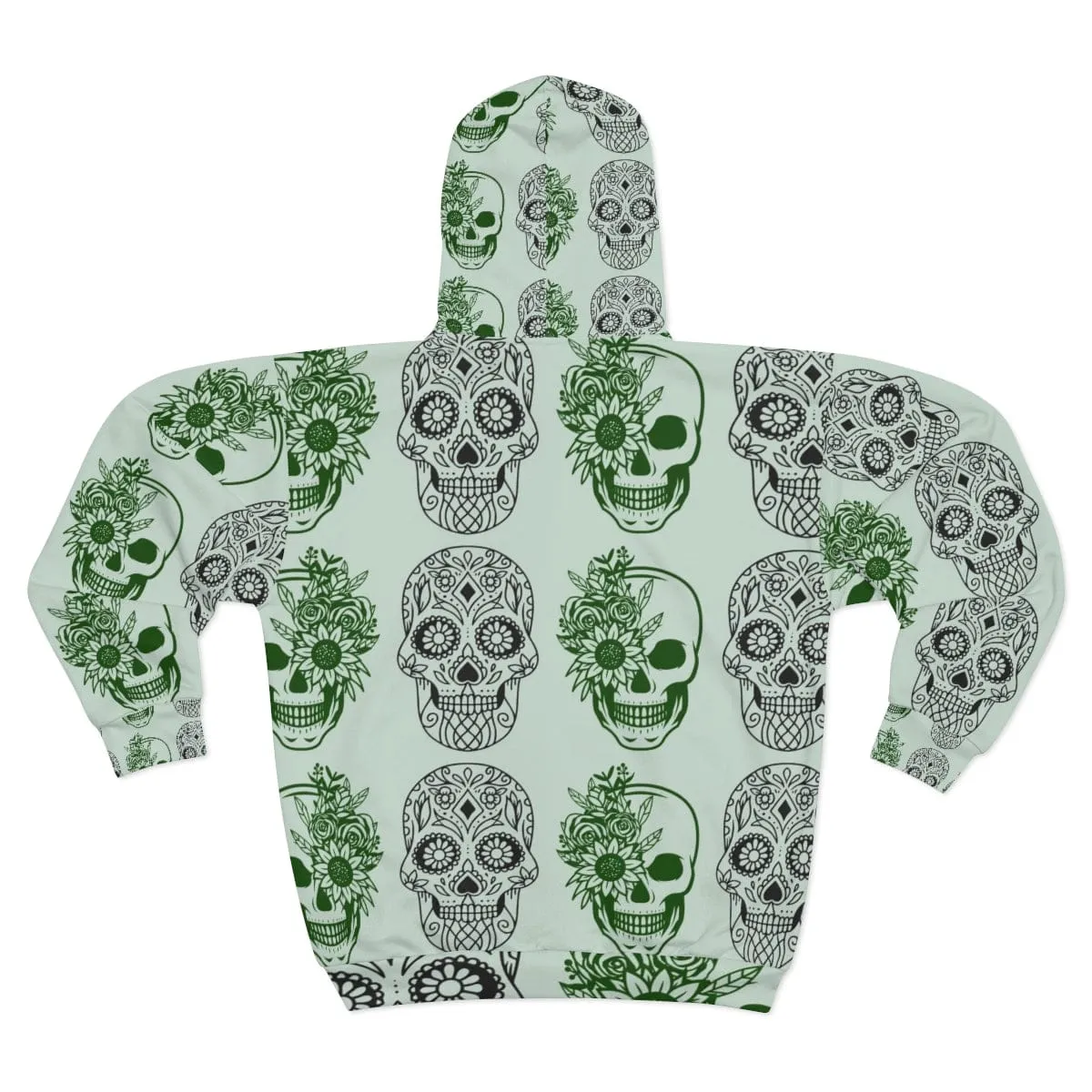 Skull Pattern Unisex Zip Up Hoodie