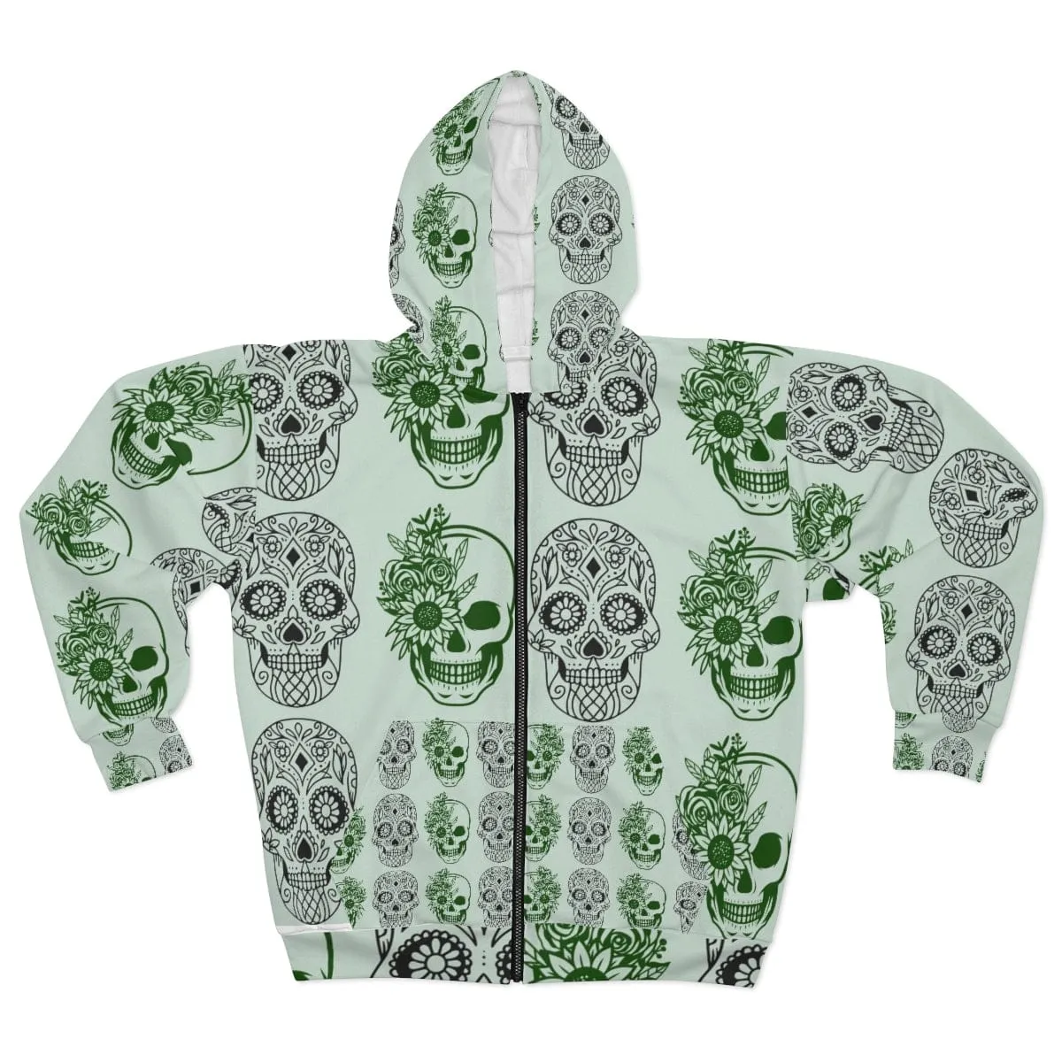 Skull Pattern Unisex Zip Up Hoodie