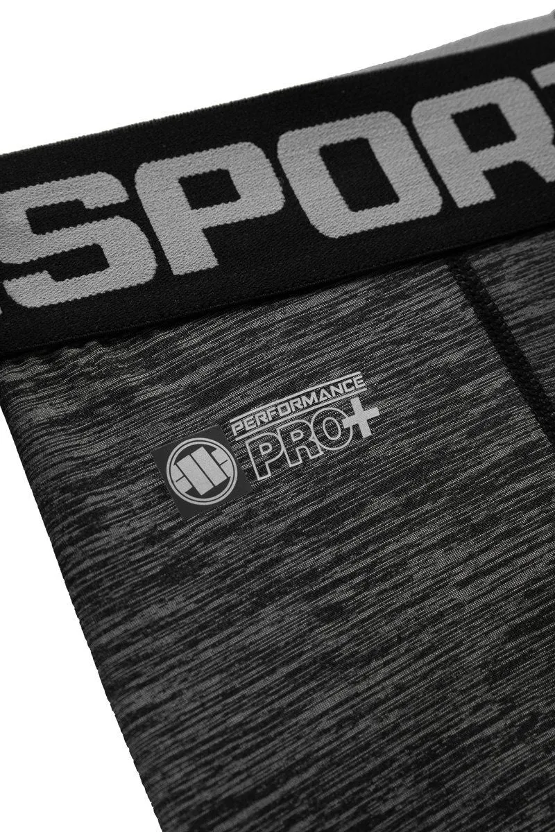 Small Logo Sports Compression Pants - Performance Pro Plus Graphite