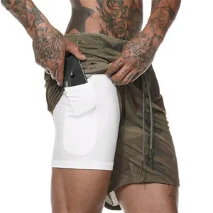 SNOW CAMO QUICKDRY POCKET 2 IN 1 7'' INSEAM RUNNING SHORTS