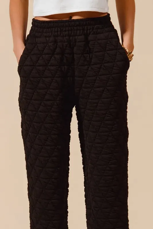 SO ME Triangle Quilted Straight Jogger Pants