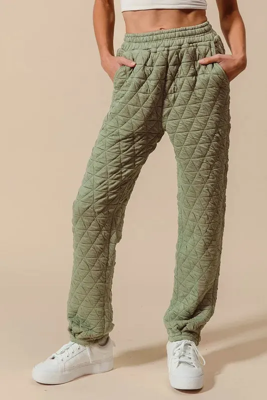 SO ME Triangle Quilted Straight Jogger Pants