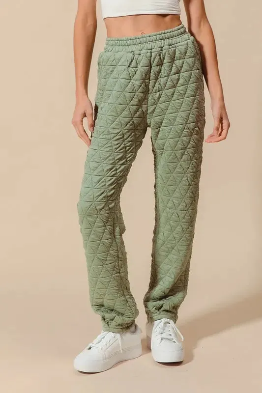 SO ME Triangle Quilted Straight Jogger Pants