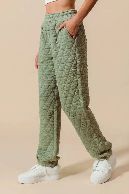 SO ME Triangle Quilted Straight Jogger Pants