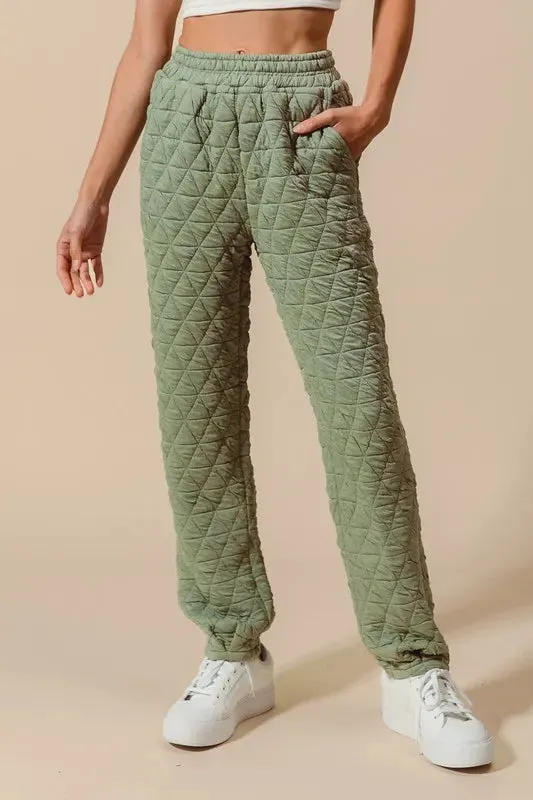 SO ME Triangle Quilted Straight Jogger Pants