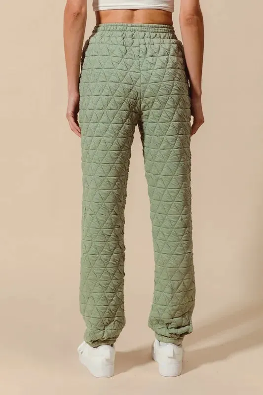 SO ME Triangle Quilted Straight Jogger Pants