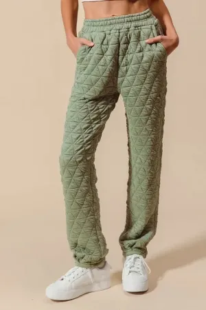 SO ME Triangle Quilted Straight Jogger Pants