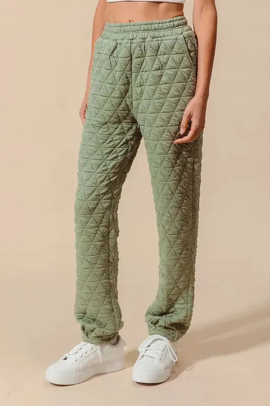 SO ME Triangle Quilted Straight Jogger Pants