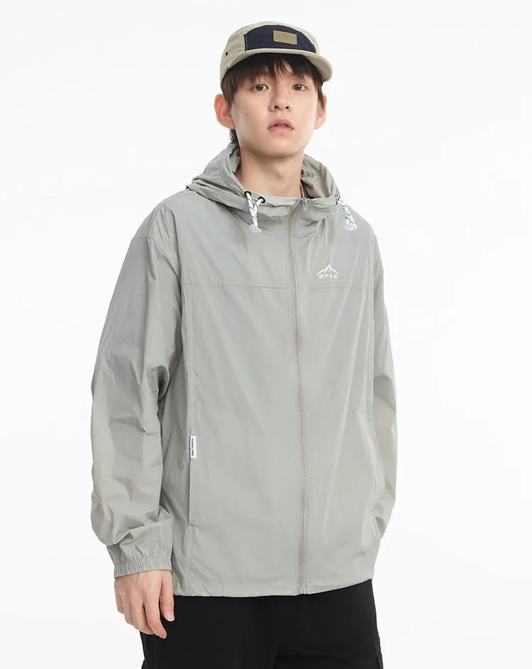 Solid Color Men's Windbreaker Featuring Elastic Band Cuffs