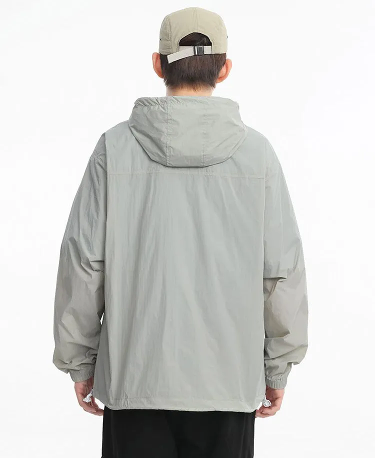 Solid Color Men's Windbreaker Featuring Elastic Band Cuffs