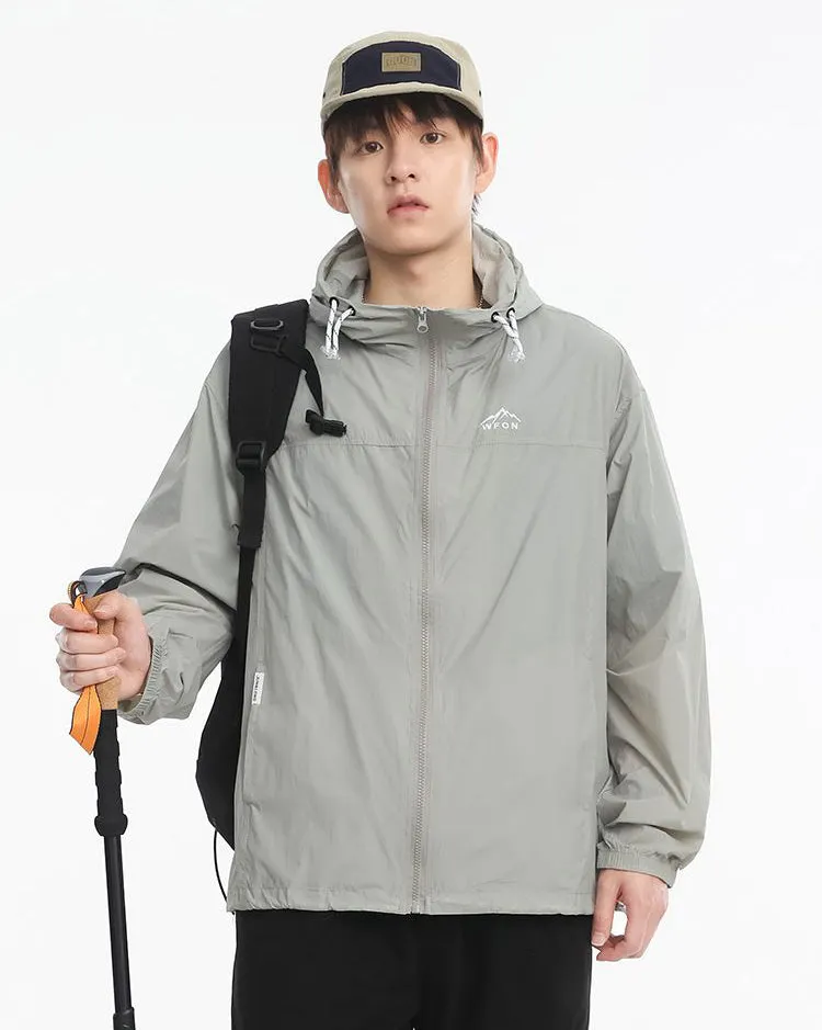 Solid Color Men's Windbreaker Featuring Elastic Band Cuffs