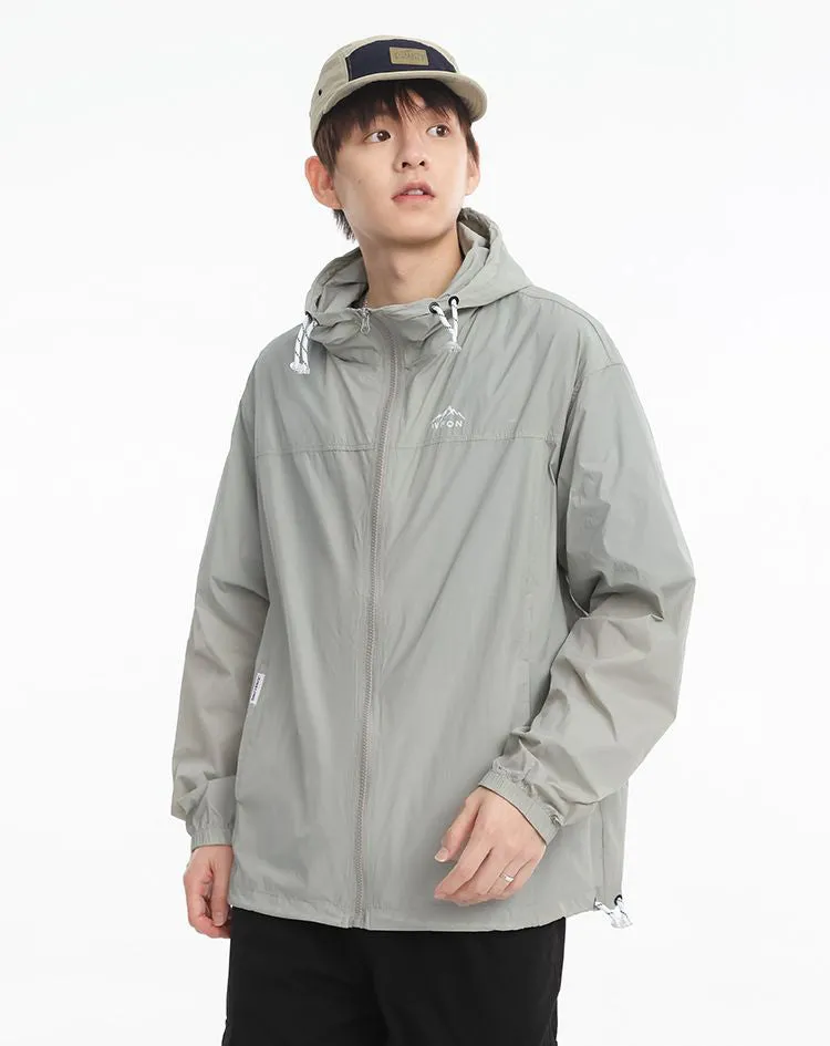 Solid Color Men's Windbreaker Featuring Elastic Band Cuffs