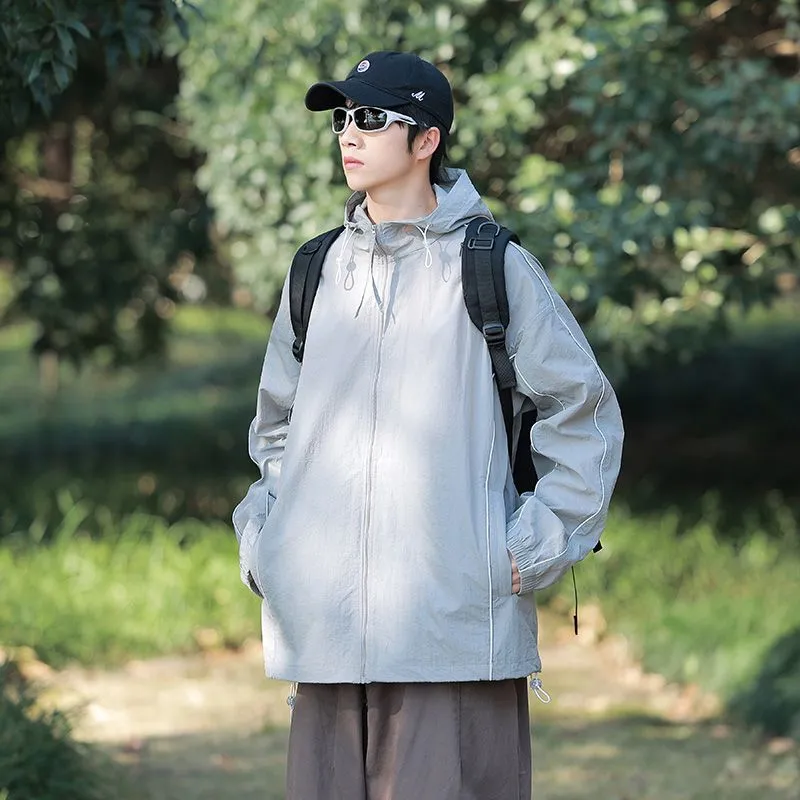 Solid Color Relaxed-Fit Windbreaker for Summer and Autumn