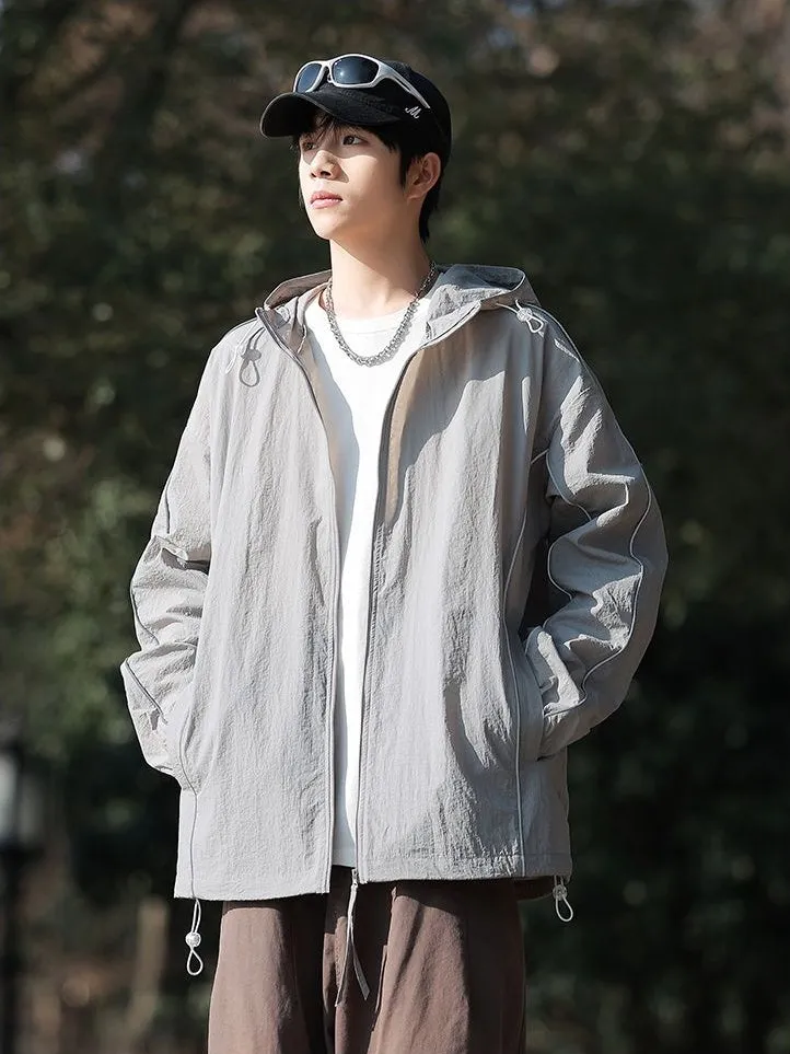 Solid Color Relaxed-Fit Windbreaker for Summer and Autumn