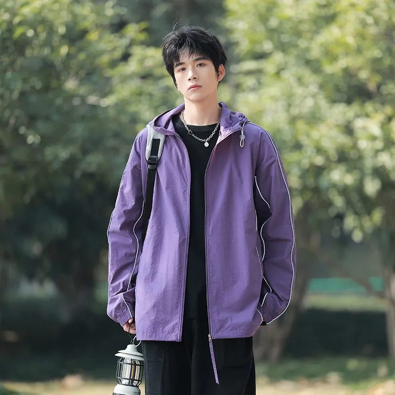 Solid Color Relaxed-Fit Windbreaker for Summer and Autumn