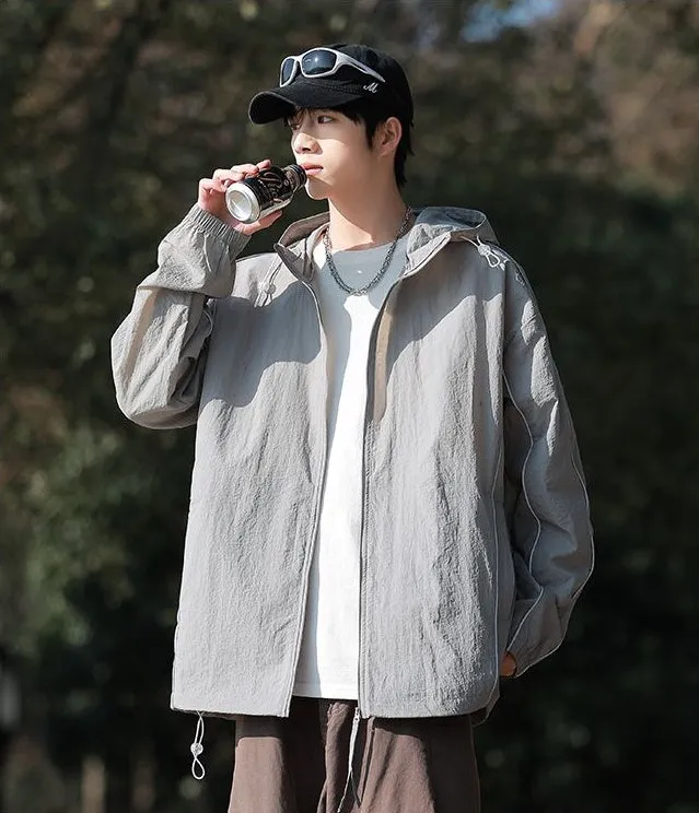 Solid Color Relaxed-Fit Windbreaker for Summer and Autumn
