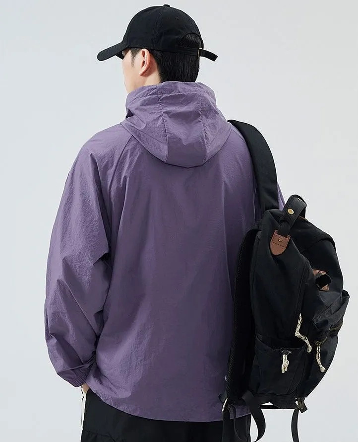 Solid Color Relaxed-Fit Windbreaker for Summer and Autumn
