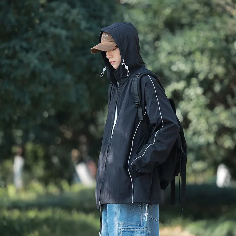Solid Color Relaxed-Fit Windbreaker for Summer and Autumn