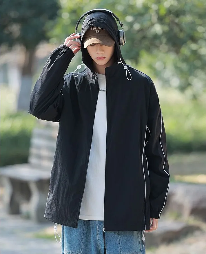 Solid Color Relaxed-Fit Windbreaker for Summer and Autumn