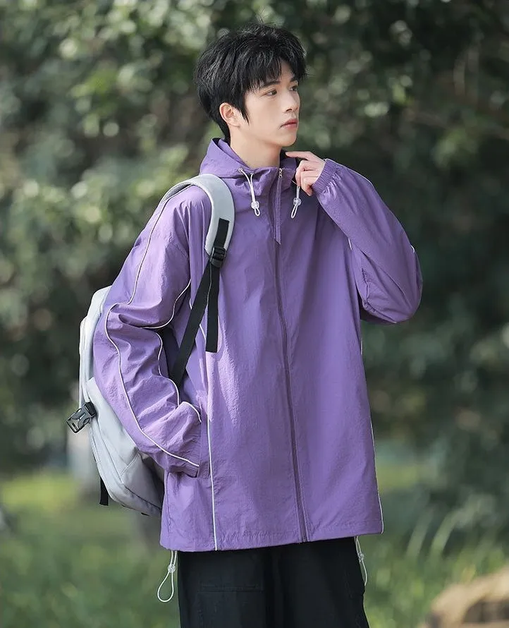 Solid Color Relaxed-Fit Windbreaker for Summer and Autumn