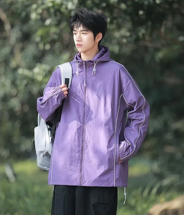 Solid Color Relaxed-Fit Windbreaker for Summer and Autumn