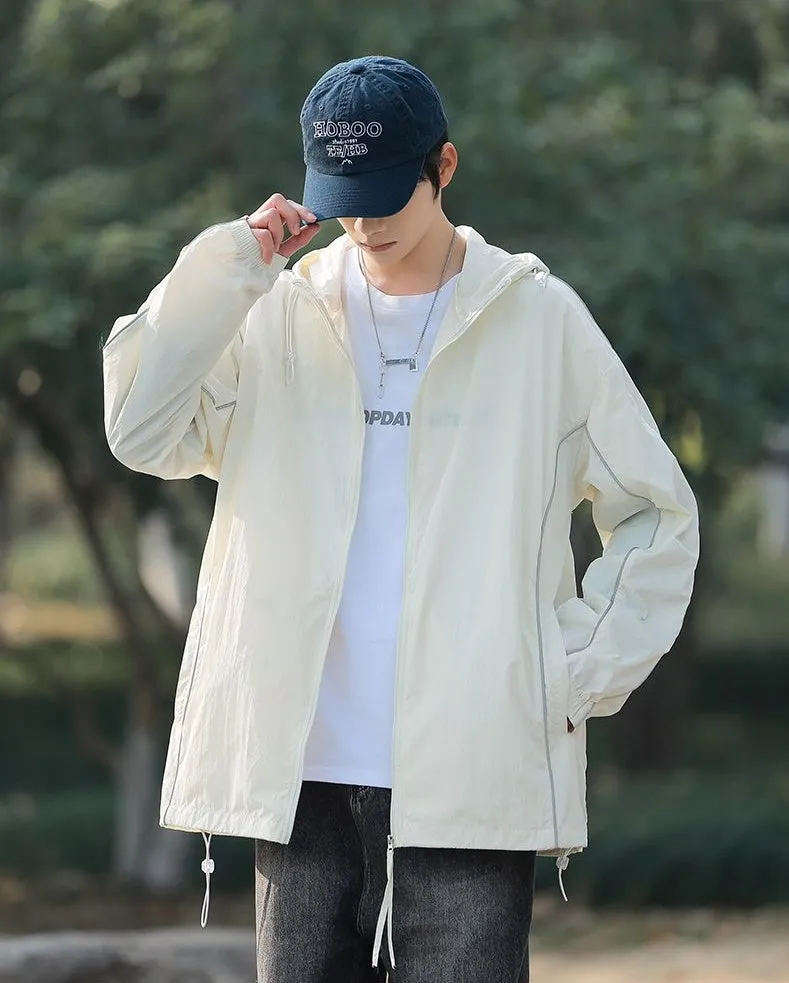 Solid Color Relaxed-Fit Windbreaker for Summer and Autumn