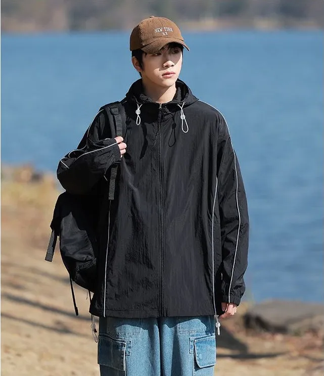 Solid Color Relaxed-Fit Windbreaker for Summer and Autumn